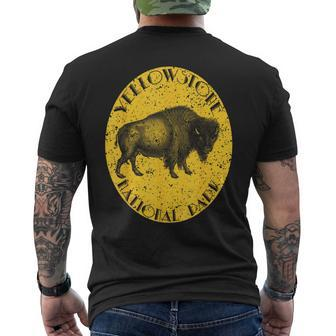 Yellowstone National Park Buffalo Vintage Distressed Men's T-shirt Back Print | Mazezy