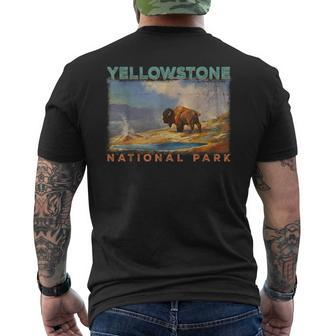Yellowstone National Park Retro Vintage Apparel - Souvenir Mens Back Print T-shirt - Seseable