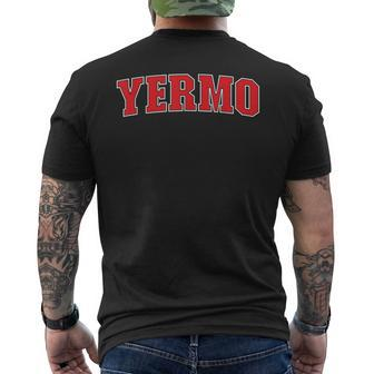 Yermo California Souvenir Trip College Style Red Text Men's T-shirt Back Print | Mazezy