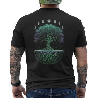 Yggdrasil Norse Tree Of Life Viking Celtic Moon Phases Men's T-shirt Back Print - Seseable