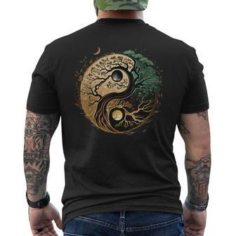 Yin Yang Bonsai On Spiritual Tree Of Life Men's T-shirt Back Print | Mazezy