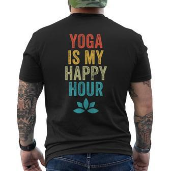 Yoga Is My Happy Hour Meme Vintage Yoga Saying Men's T-shirt Back Print - Monsterry DE