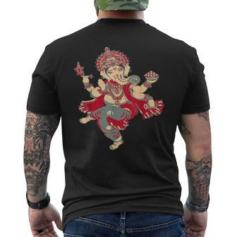 Yoga Spiritual Hindu God Ganesha Meditation Men's T-shirt Back Print | Mazezy
