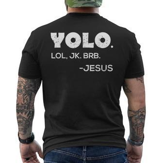 Yolo Lol Jk Brb Jesus Men's T-shirt Back Print | Mazezy