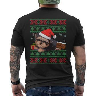 Yorkshire Terrier Dog Lover Santa Hat Ugly Christmas Sweater Men's T-shirt Back Print - Monsterry DE