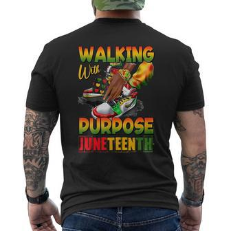 Youth Shoes Steppin Into Junenth Walking With Purpose Mens Back Print T-shirt | Mazezy