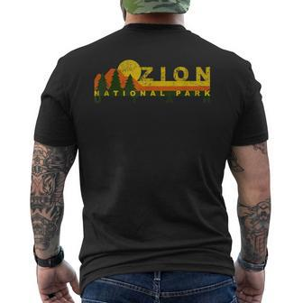 Zion National Park Sunny Mountain Treeline Men's T-shirt Back Print | Mazezy