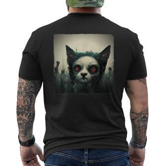 Zombie Cat Aesthetic Evil Scary Horror Halloween Halloween Men's T-shirt Back Print | Mazezy