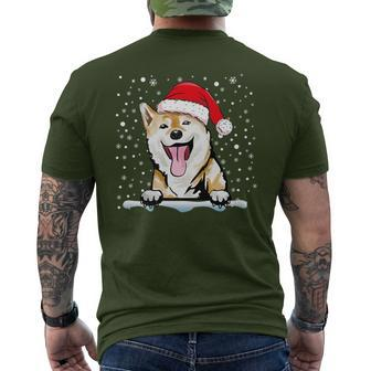 Ainu Dog Hokkaido Dog Christmas Santa Hat Matching Family Men's T-shirt Back Print | Mazezy