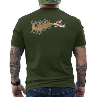 Airplane Santa Sleigh Xmas Airplane Aviation Pilots Men's T-shirt Back Print | Mazezy