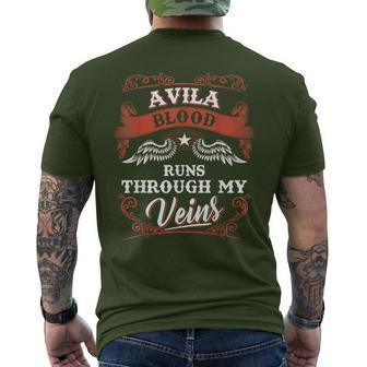 Avila Blood Runs Through My Veins Family Christmas Men's T-shirt Back Print - Seseable