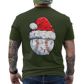 Baseball Christmas Santa Hat Baseball Xmas Holiday Men's T-shirt Back Print - Monsterry AU