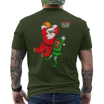Basketball Black African American Santa Claus Dunk Elf Men's T-shirt Back Print - Monsterry