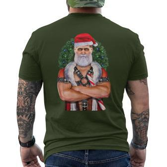 Bdsm Leather Daddy Santa Gay Pride Christmas Holiday Men's T-shirt Back Print | Mazezy