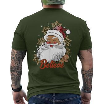 Believe Afro Santa African American Christmas Black Pride Men's T-shirt Back Print - Thegiftio UK