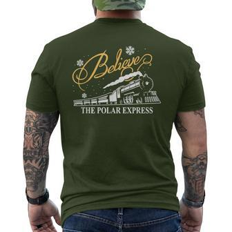 Believe Christmas Retro Polar Express All Abroad Xmas Santa Men's T-shirt Back Print | Mazezy