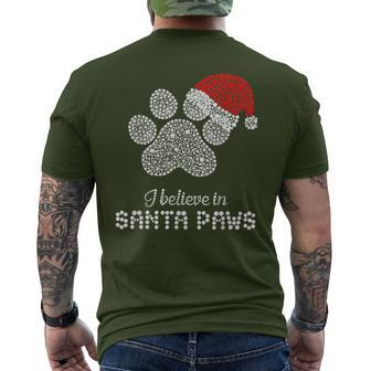 I Believe In Santa Paws With Christmas Hat Men's T-shirt Back Print - Thegiftio UK