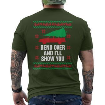 Bend Over And I'll Show You Christmas Couple Matching Family Men's T-shirt Back Print | Mazezy