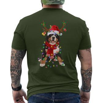 Bernese Mountain Christmas Lights Matching Family Dog Lover Men's T-shirt Back Print - Monsterry UK