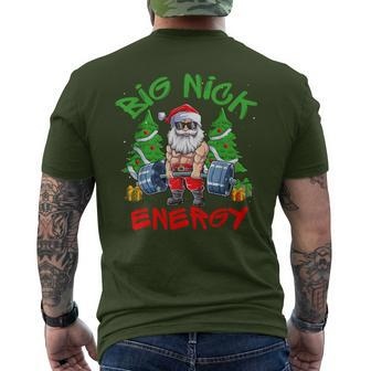 Big Nick Energy Santa Gym Fitness Weight Lifting Christmas Men's T-shirt Back Print - Seseable