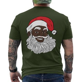 Black Happy Santa Fun African American Santa Men's T-shirt Back Print - Seseable