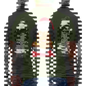 Black Mrs Claus W Afro Winking African American Christmas Men's T-shirt Back Print - Monsterry