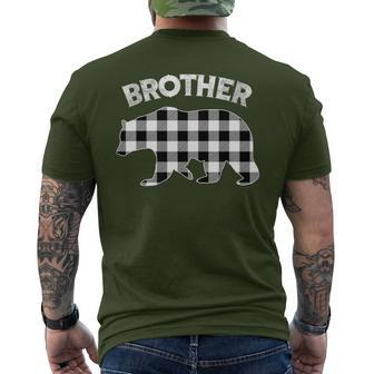 Black And White Buffalo Plaid Brother Bear Christmas Pajama Men's T-shirt Back Print - Seseable
