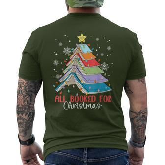 All Booked For Christmas Book Christmas Tree Lights Apparel Men's T-shirt Back Print | Mazezy