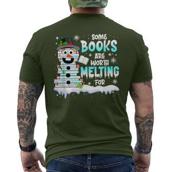 Some Books Are Worth Melting For Christmas Snowman Books Men's T-shirt Back Print | Mazezy