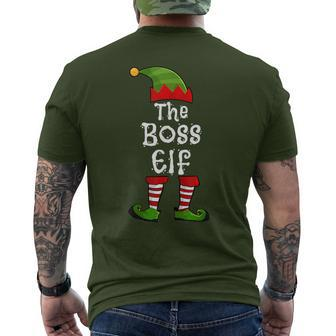The Boss Elf Matching Family Group Christmas Party Pajama Men's T-shirt Back Print - Seseable