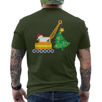 Boys Christmas Tree Crane Truck Digger For Toddler Men's T-shirt Back Print | Mazezy