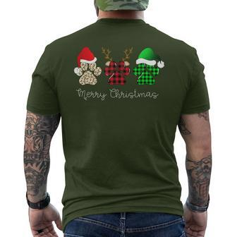 Buffalo Plaid Print Dog Paw Dog Lover Merry Christmas Party Men's T-shirt Back Print - Monsterry UK