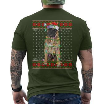 Bullmastiff Christmas Lights Ugly Santa Bullmastiff Dog Xmas Men's T-shirt Back Print | Mazezy