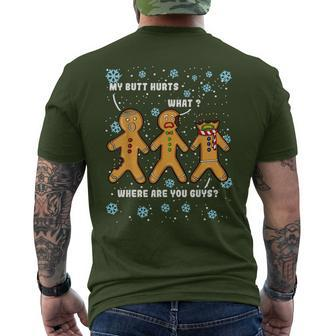 My Butt Hurts Christmas Gingerbread Man Cookie Men Men's T-shirt Back Print - Monsterry DE