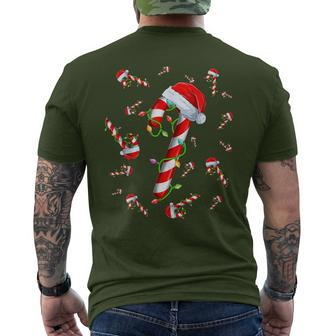 Candy Cane Merry And Bright Red And White Candy Christmas Men's T-shirt Back Print - Monsterry AU