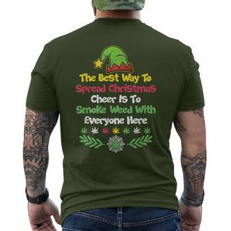 Cannabis Christmas Cheer Elf Holiday Marijuana Men's T-shirt Back Print - Monsterry CA