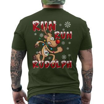 Christmas 5K Run Run Rudolph Holiday Team Running Outfit Men's T-shirt Back Print - Thegiftio UK