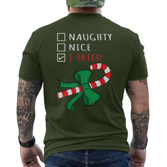Christmas Candy Cane I Tried Checklist Men's T-shirt Back Print - Monsterry AU