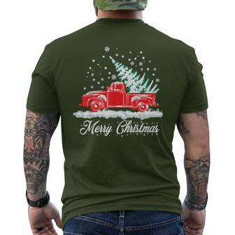Christmas Classic Old Red Truck Vintage Pick Up Xmas Tree Men's T-shirt Back Print | Mazezy