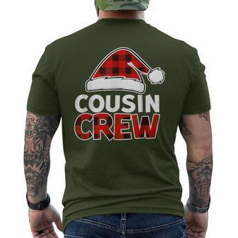 Christmas Cousin Crew Santa Hat Buffalo Plaid Red Xmas Men's T-shirt Back Print | Mazezy