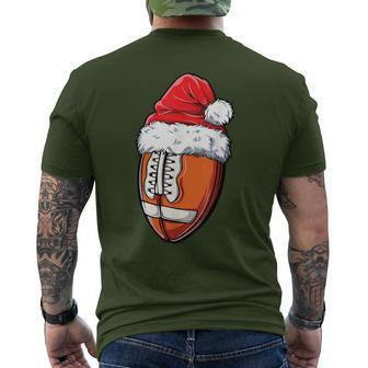 Christmas Football Ball Santa Hat Xmas Boys Team Sport Men's T-shirt Back Print | Mazezy