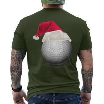 Christmas Golf Golf Ball In Santa Hat Men's T-shirt Back Print | Mazezy