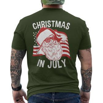 Christmas In July Retro Hipster Santa 4Th Of July Men's T-shirt Back Print - Monsterry CA
