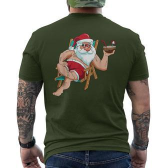 Christmas In July Santa On Beach Independence Day Summer Men's T-shirt Back Print - Seseable