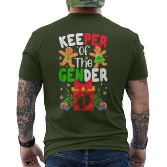 Christmas Keeper Gender Reveal Baby Announcement Pregnancy Men's T-shirt Back Print | Mazezy
