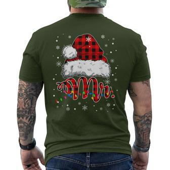 Christmas Mr And Mrs Claus Matching Pajamas Plaid Couples Men's T-shirt Back Print - Seseable