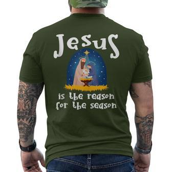 Christmas Nativity Jesus Is The Reason For The Season Men's T-shirt Back Print | Mazezy
