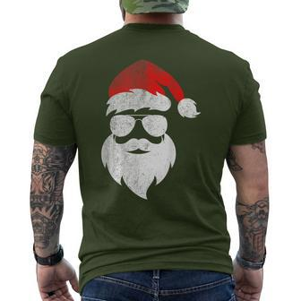 Christmas Santa Claus Face Sunglasses With Hat Beard Men's T-shirt Back Print - Seseable