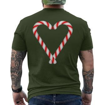 Christmas Sweets Candy Canes Heart Men's T-shirt Back Print - Seseable
