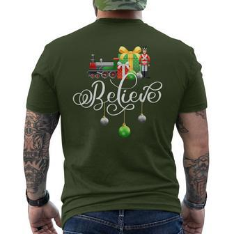 Christmas Train Christmas Believe Polar Express Xmas Santa Men's T-shirt Back Print | Mazezy